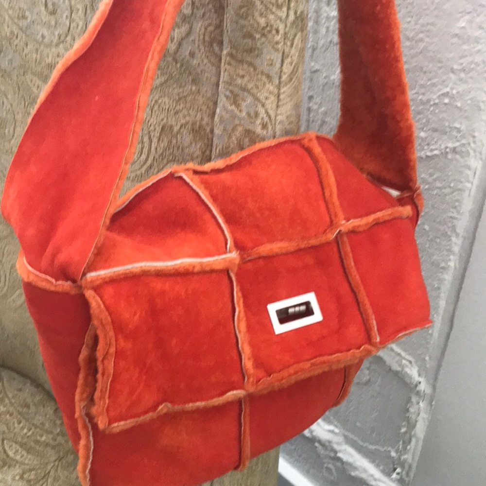 Authentic Chanel- Tomato Orange- Shearling/Suede - image 8